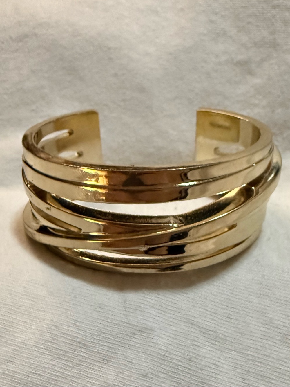 LOFT Gold Tone Metal Open Cuff Bracelet, Signed